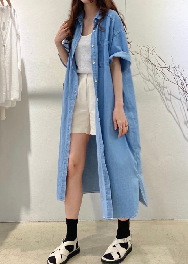 Robe d'été oversize en jean bleu style bohème pour les vacances 