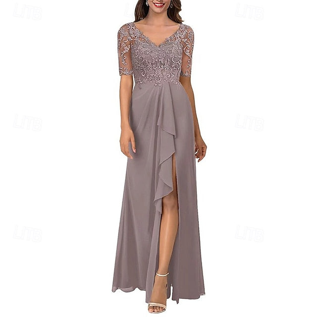 Neck of Bride the V A-Line Dress Simple Elegant Mother