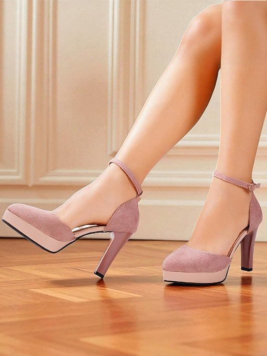 Platform Ankle Burgundy Heel Women's 1950s High Strap Suede