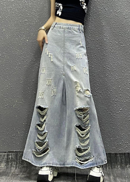 Chic Light Blue Pockets High Waist Denim Skirt Summer EE014