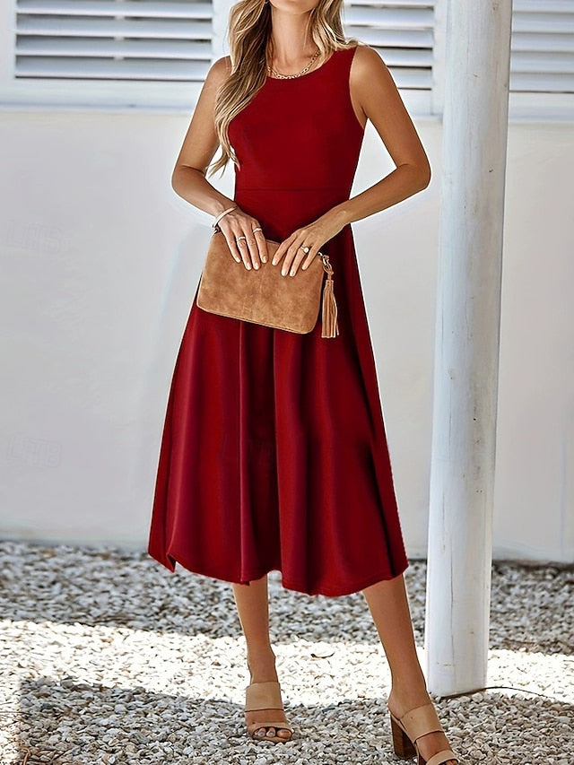 Women's Midi Dress Black Dress Casual Dress Elegant Fashion