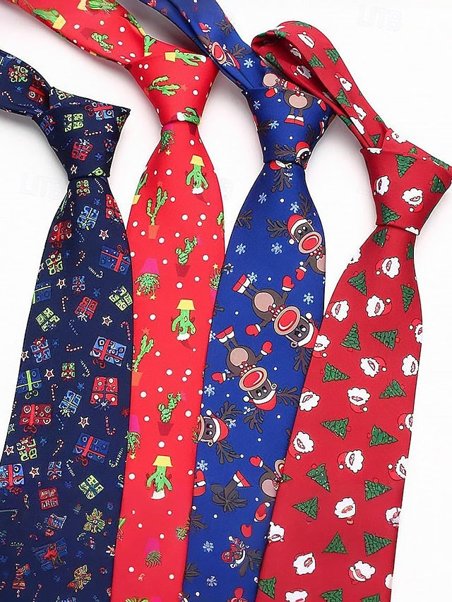 Polyester Tree Tie and Men's Silk – Fun Santa Christmas