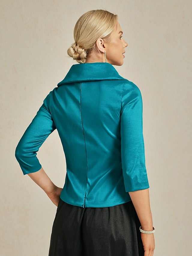 Women's Blouse Evening Tops Tie Front Elegant Metallic
