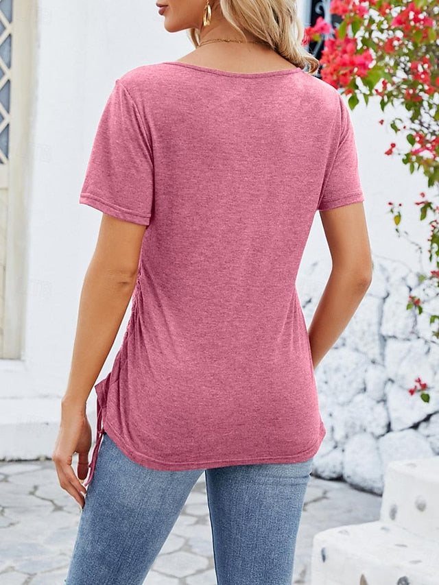 Women's Tunic Lace Plain Fashion Short Sleeve Square Neck