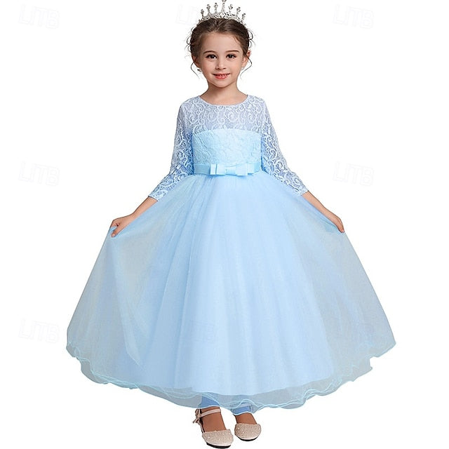 Half Flower Girls' Kids Girl Sleeve Dress Wedding
