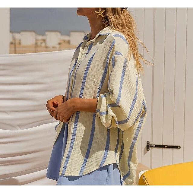 Women's Summer Shirt Casual Shirt Blouse Ruched Buttons