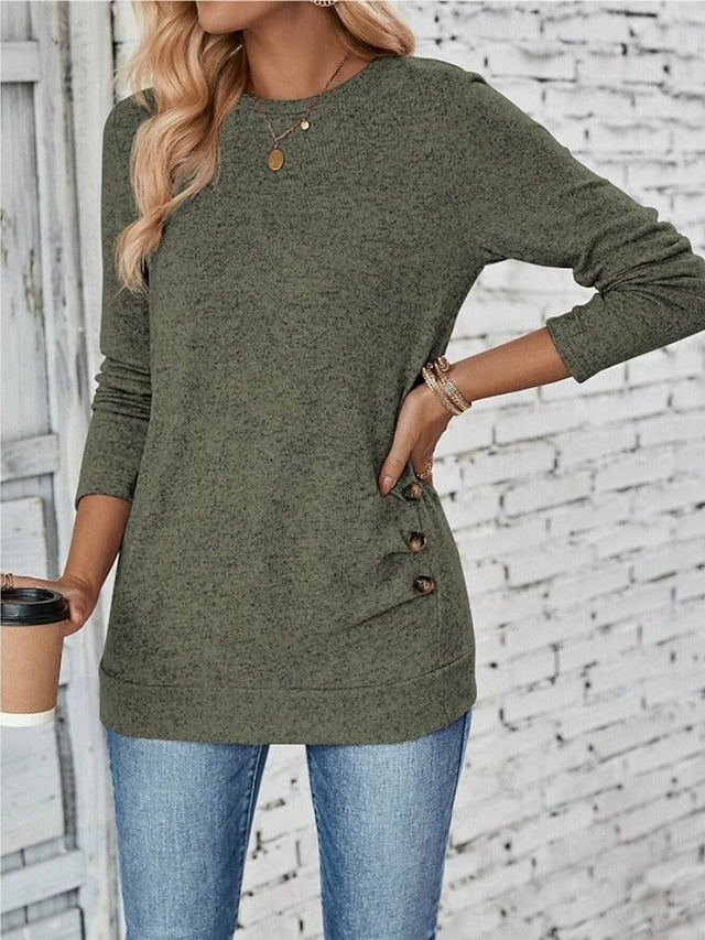 Women's Blouse Buttons Solid Color Tropical Stylish Casual