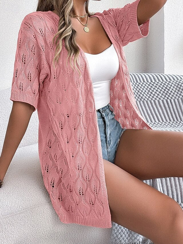 Women's Tunic Summer Tops Blouse Eyelet top Eyelet Plain