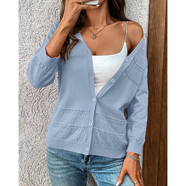 Women's Knit Cardigan Long Sleeve Top Athleisure Fall /