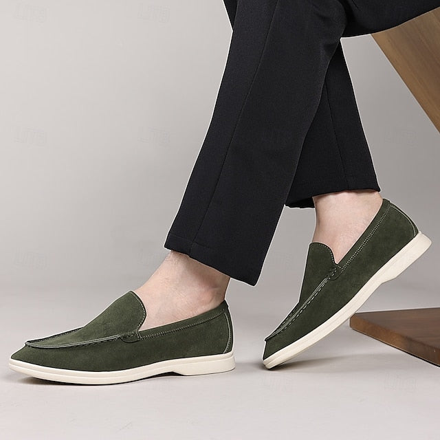 Breathable Men's Loafers Blue Faux Light – Casual Slip-On