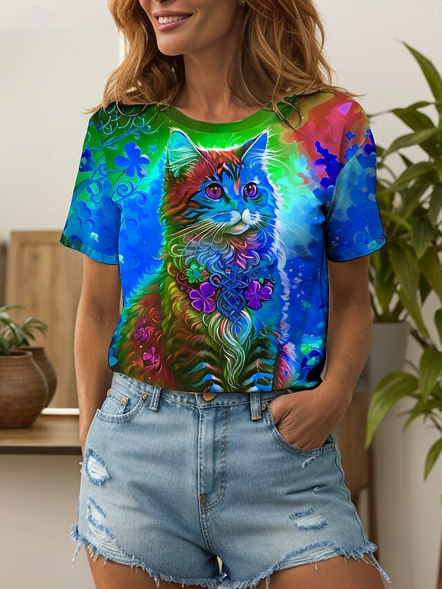 Women's T Shirt Print Floral Graphic Animal Vintage Stylish