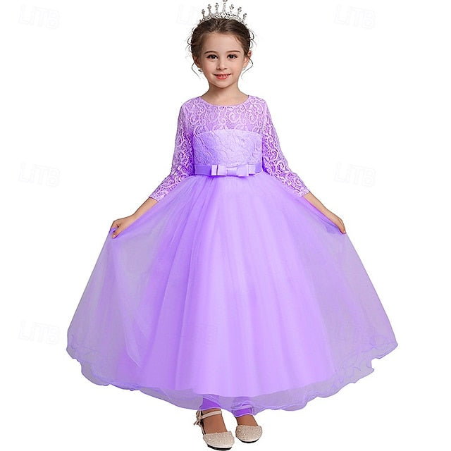 Half Flower Girls' Kids Girl Sleeve Dress Wedding