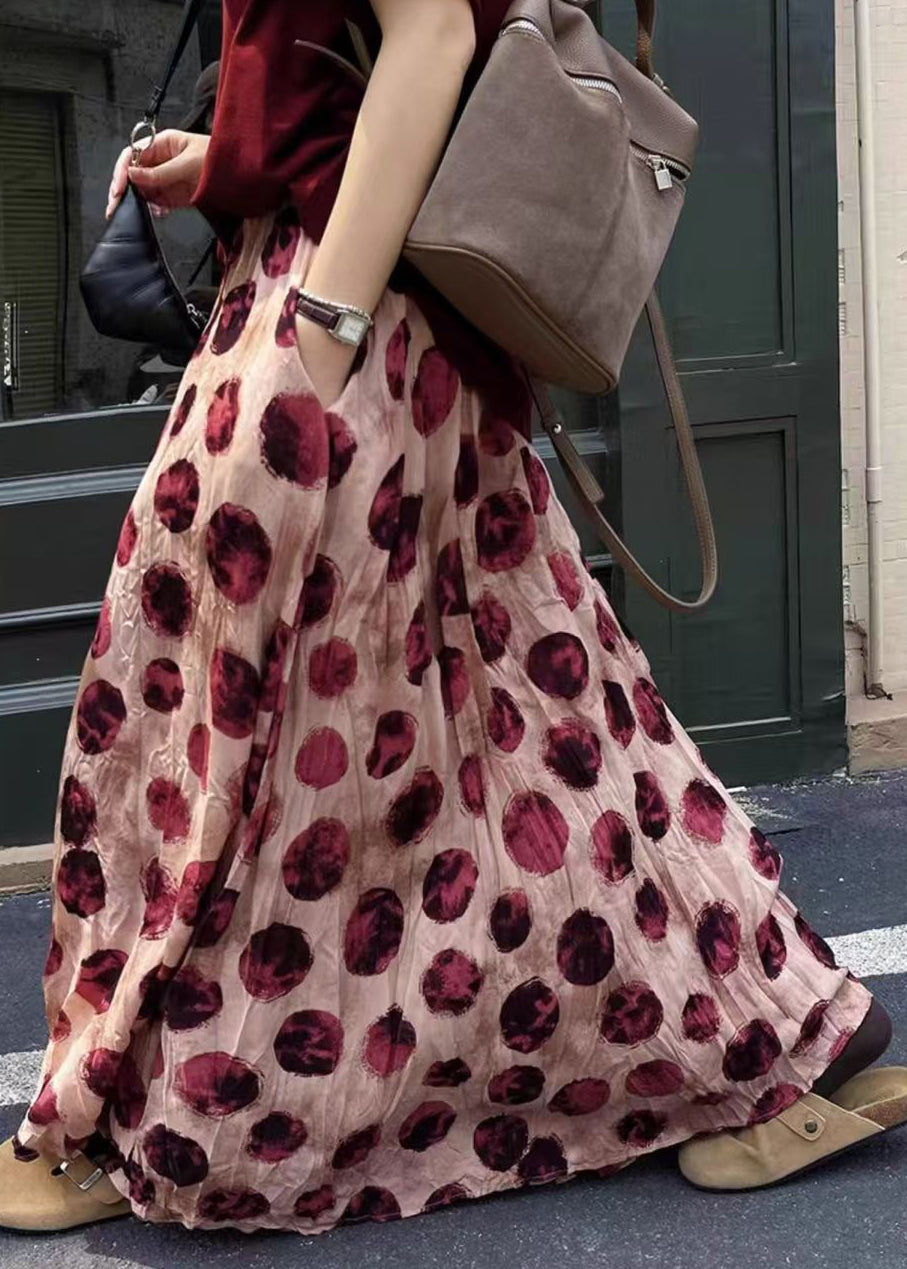 Taille Elastische Röcke Druck Baumwolle Rosa Sommer 