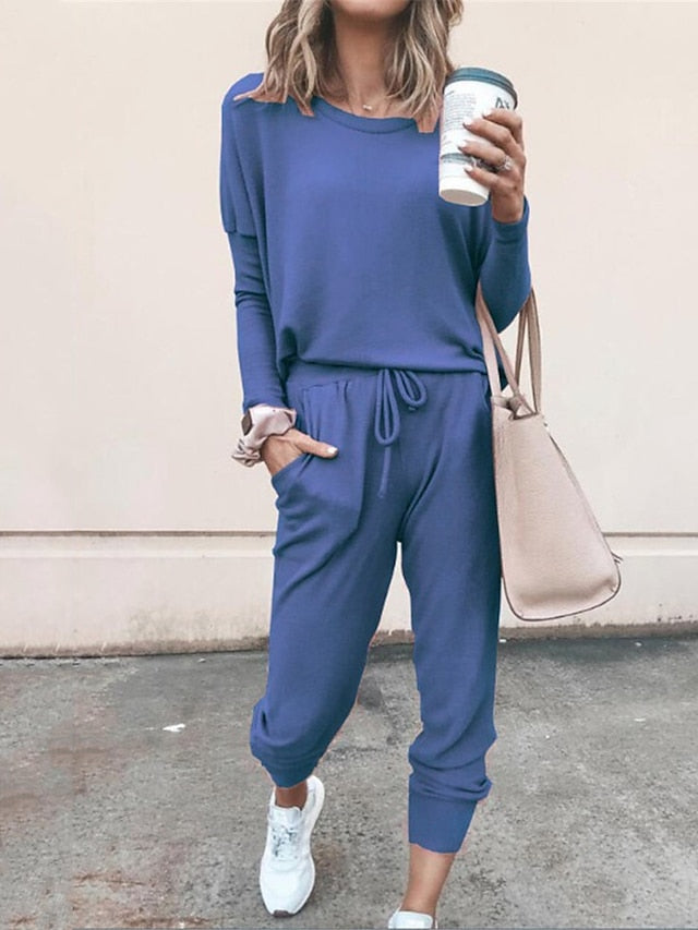 Women's Pajamas Pajama Top and Pant Sets Pure Color Fashion