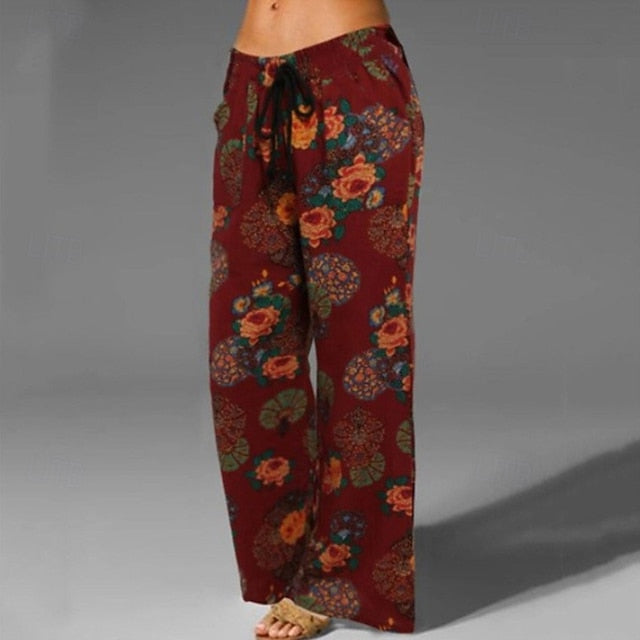 Women's Cotton Linen Pants Wide Leg Pants Trousers Casual