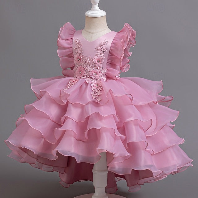 Dress Girls' Asymmetrical Party Kids Floral