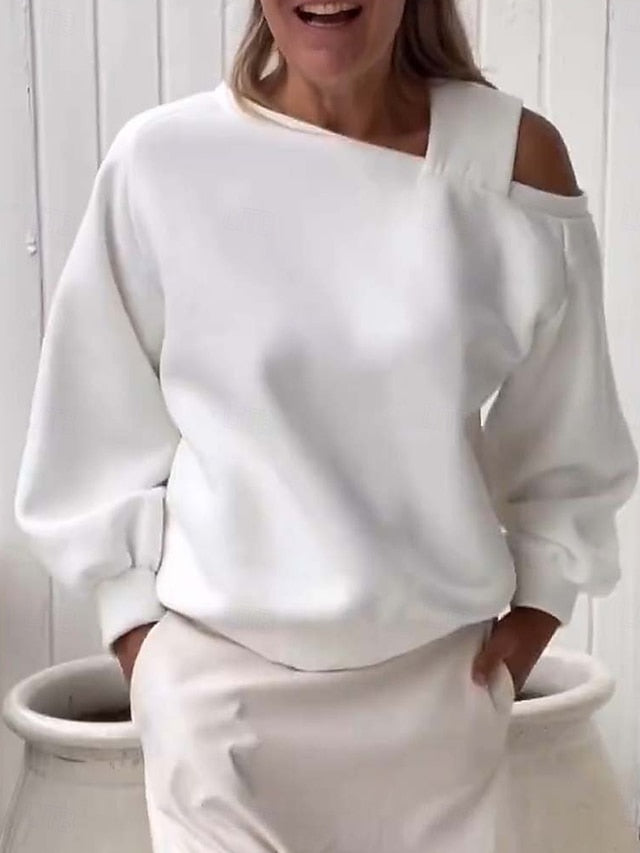 Women's Sweatshirt Casual Plain Street Dailywear V Neck