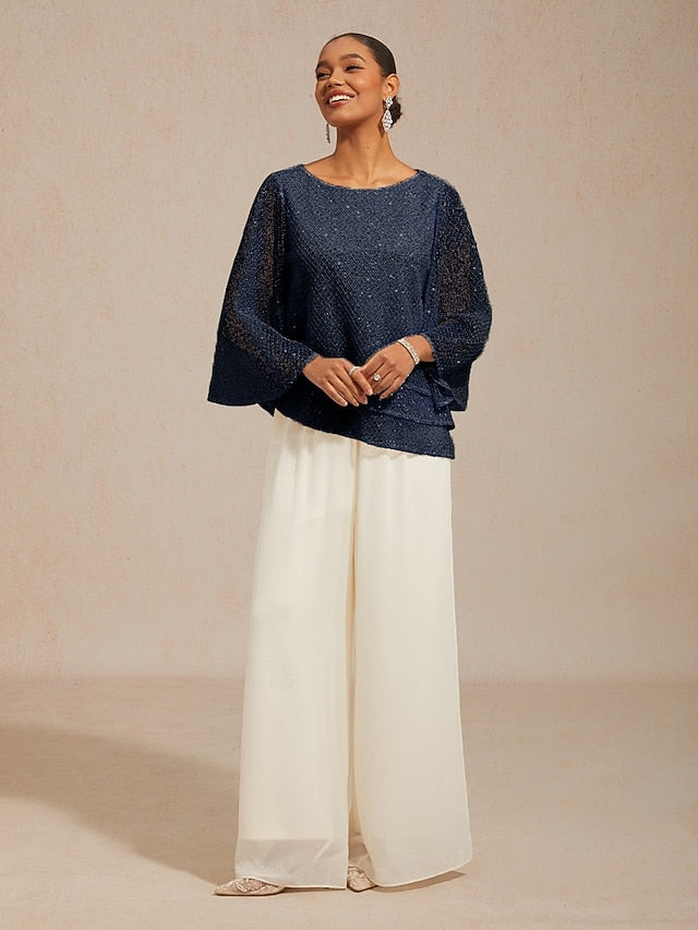 Women's Blouse Lace Tops Illusion Solid Color Elegant