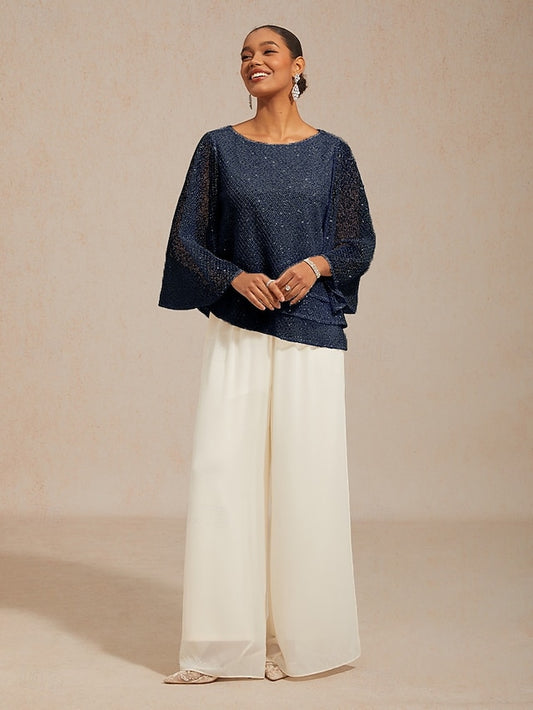 Women's Blouse Lace Tops Illusion Solid Color Elegant