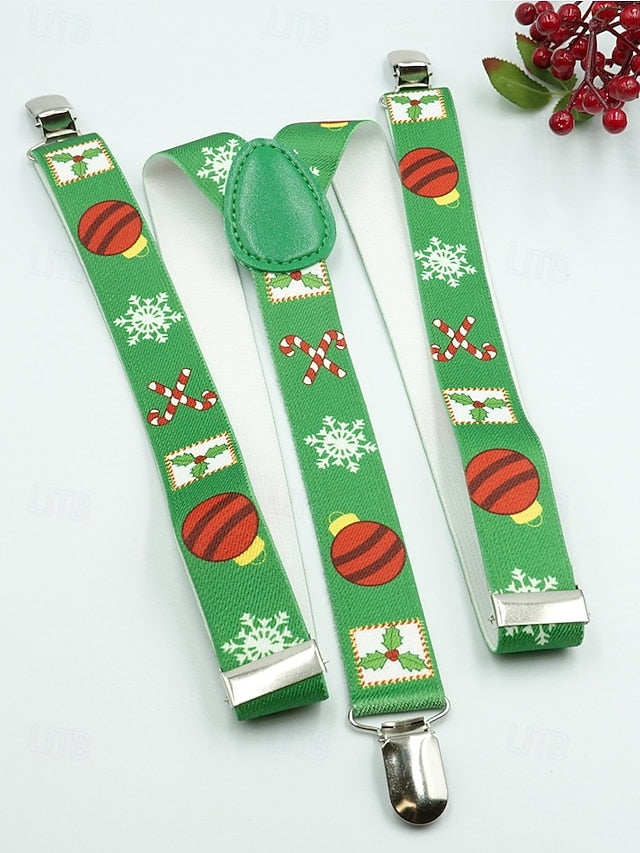 Suspenders Men's Christmas with Snowman