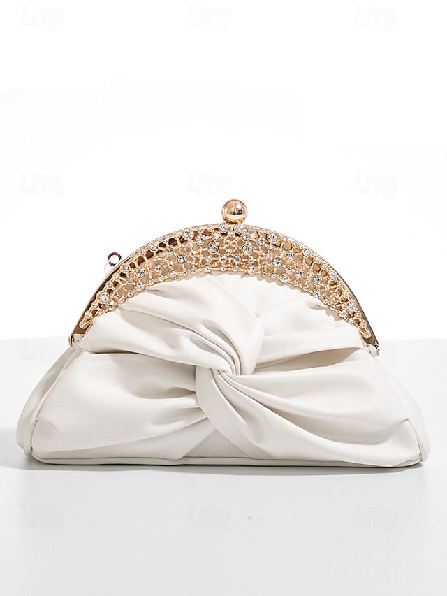 Leather Clutch Evening Rhinestone – Bag Faux Women's