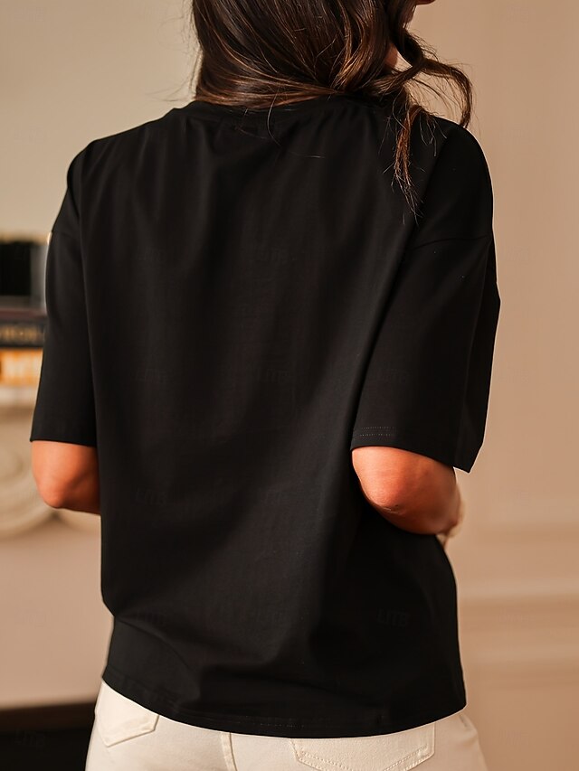 Women's Embroidered T-shirt Embroidered Floral Graphic