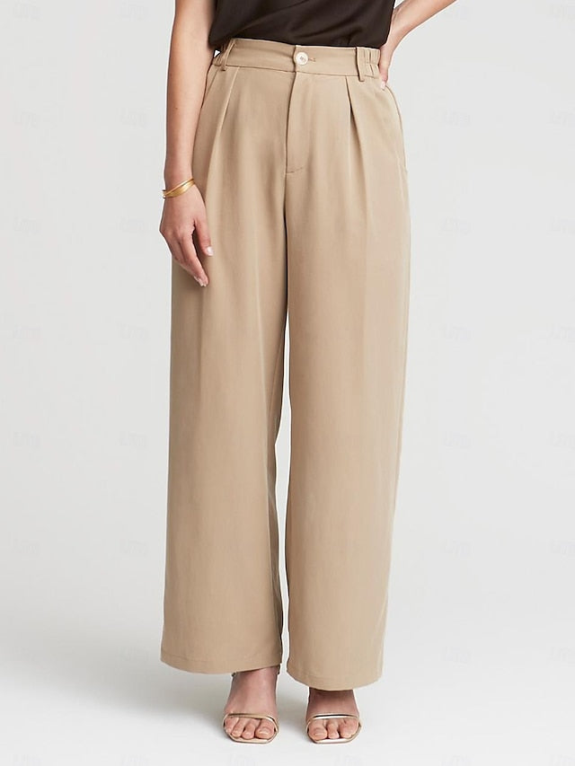 High Rise Elastic Waist Straight Pants