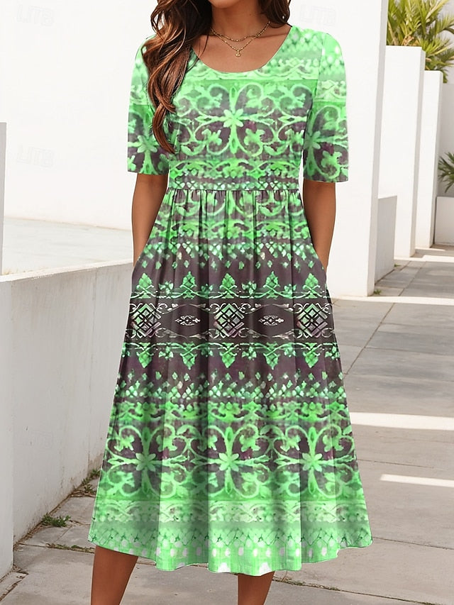 Women's Midi Dress Summer Dress Pleated Dress Vacation