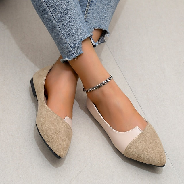 Elegant Slip-On Toe Two-Tone – Pointed Flats Women's