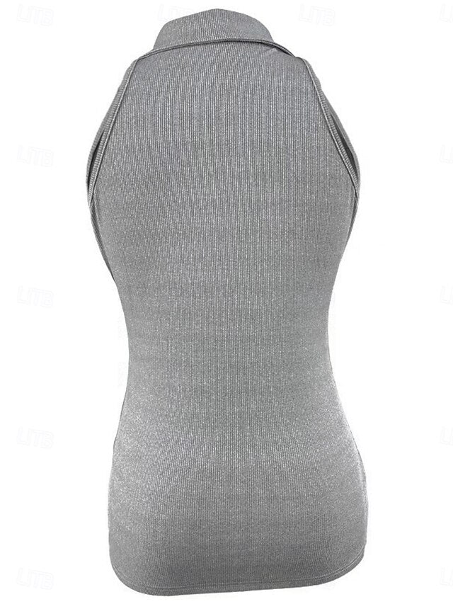 Women's Camisole Tank Top Zipper Solid Color Modern Casual