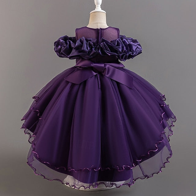 Short Flower Dress Party Kids Sleeve Wedding Girls' Floral