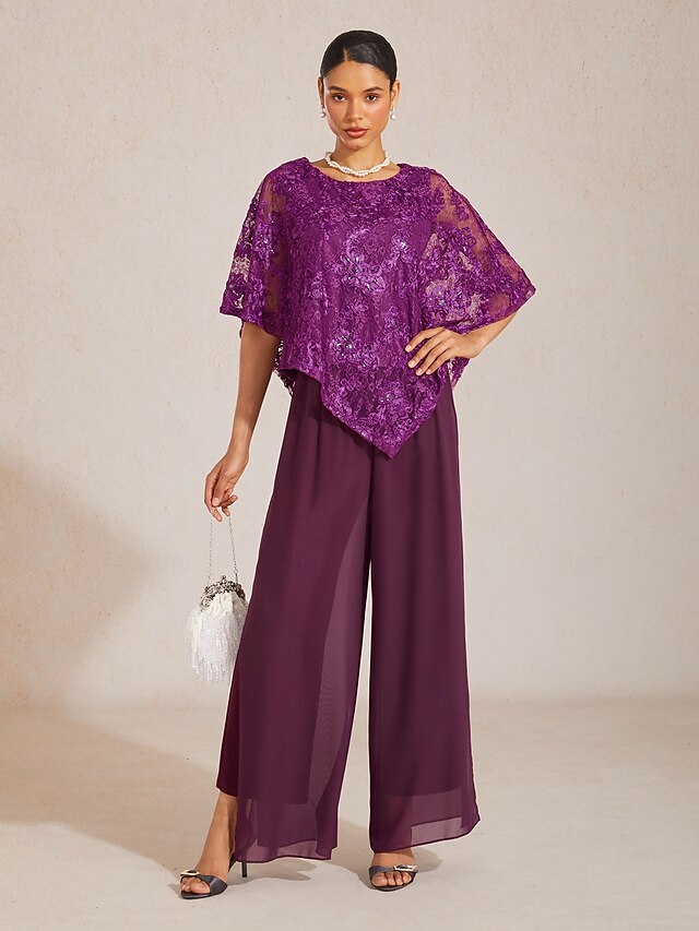 Women's Tunic Blouse Poncho Lace Tops Sequins Lace