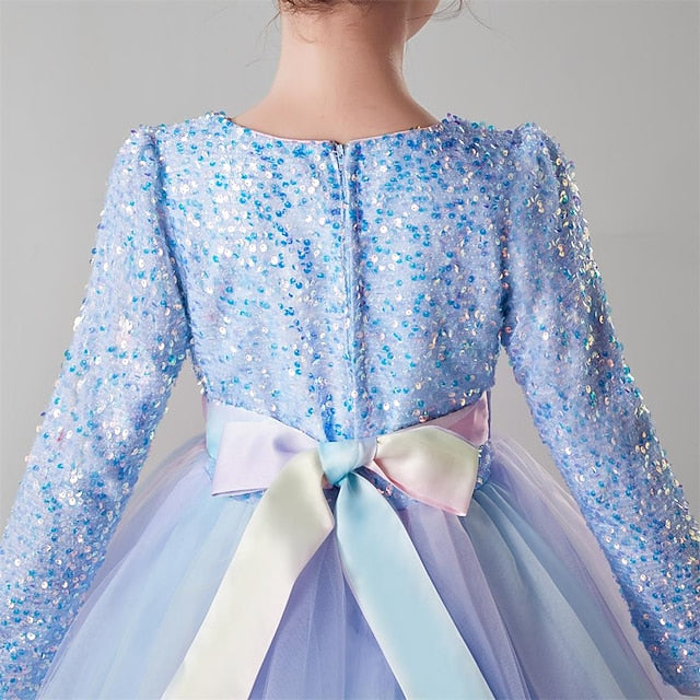 Flower Color Solid Girl Kids Girls' Party Dress
