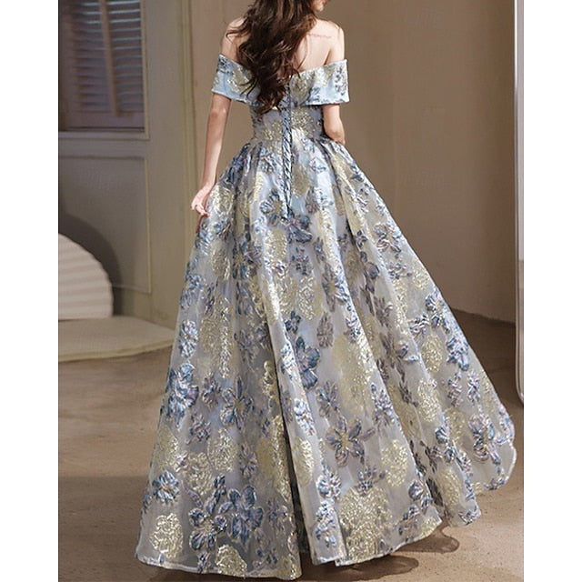 A-Line Floor Length Prom Dresses Elegant Vintage Party Long