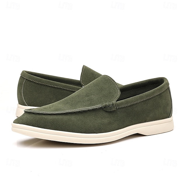 Breathable Men's Loafers Blue Faux Light – Casual Slip-On