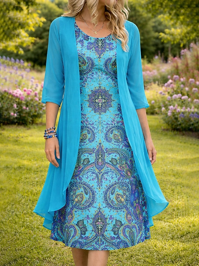 Women's Dress Set A Line Dress Elegant Vacation Floral