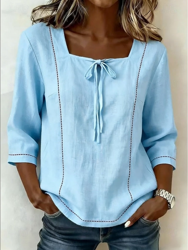 Women's Shirt Blouse Plain Striped Stylish Classic Modern