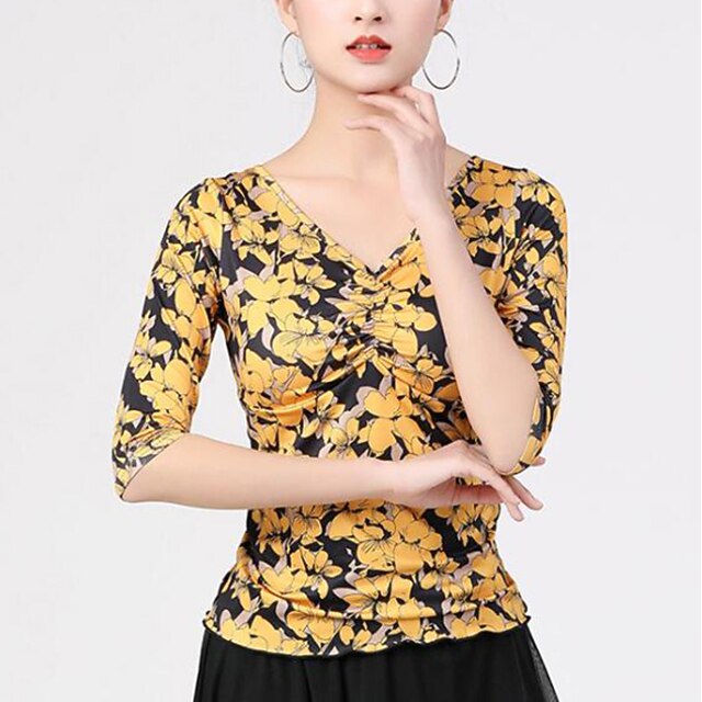 Latin Dance Ballroom Dance Top Printing Women's Training
