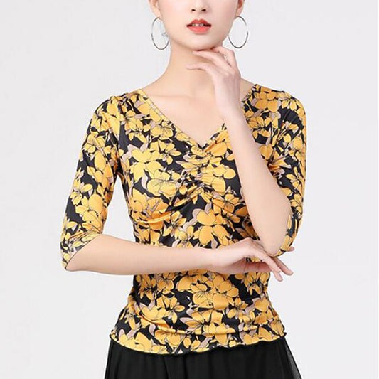 Latin Dance Ballroom Dance Top Printing Women's Training