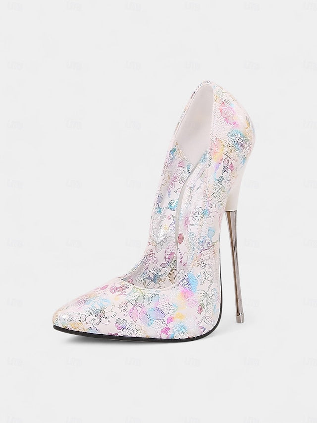 Jacquard Women's Red Heels High Stiletto