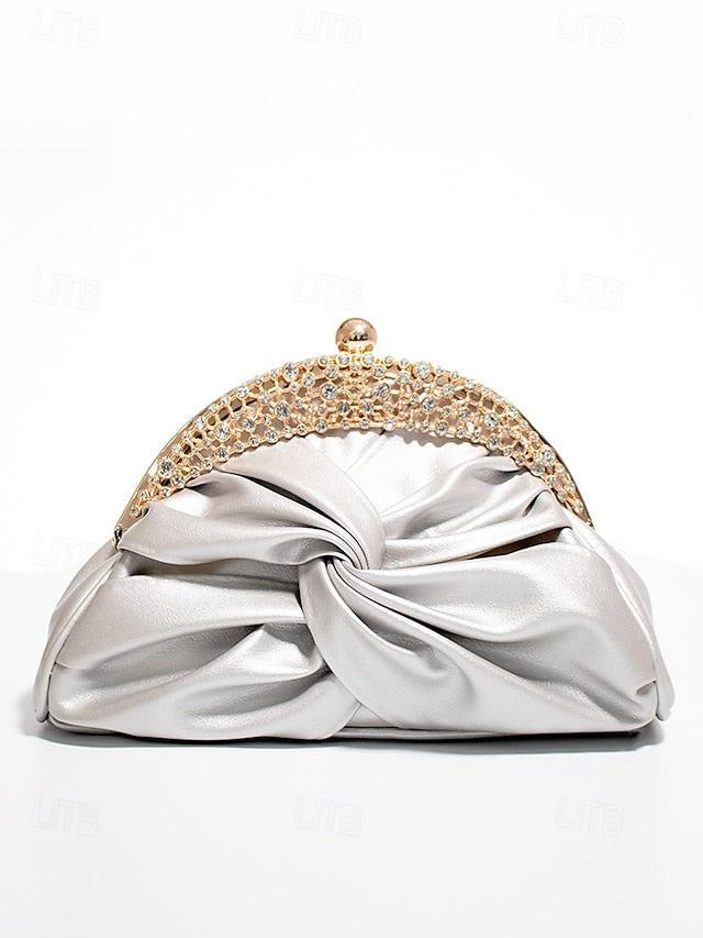 Leather Clutch Evening Rhinestone – Bag Faux Women's