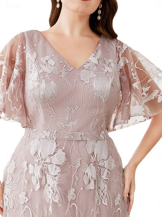 Dress V Size the Bride Mother Curve of Elegant Plus Neck