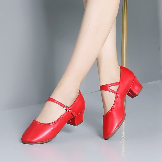 Women's Mary Jane Gold Dance with Buckle Shoes Low Heel