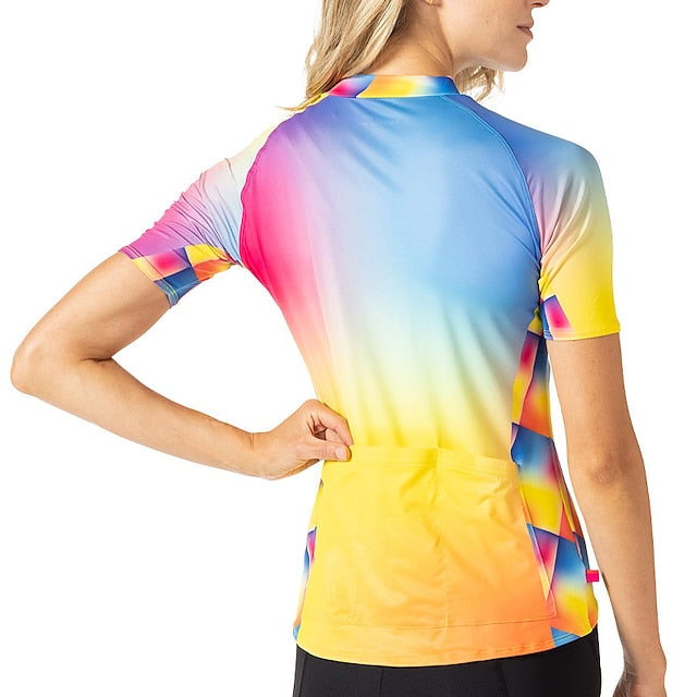 Women's Cycling Jersey Graphic Color Block Gradient Short