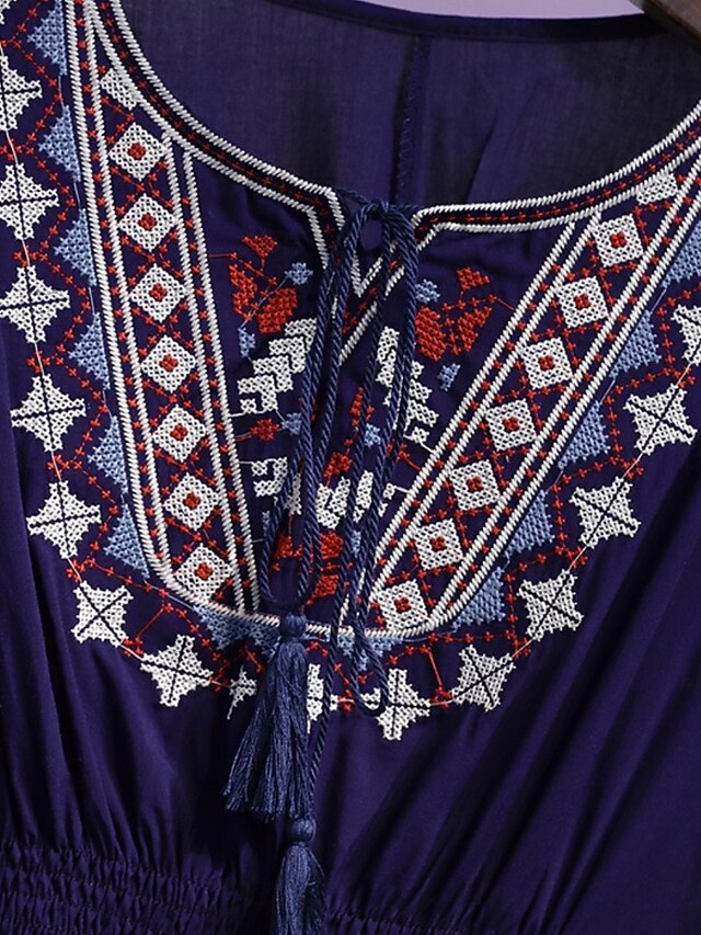 Women's Blouse Lace Embroidered Solid Color Bohemia