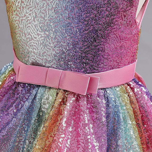 Sleeveless Dress Sequin Kids Wedding Party colour Girls'