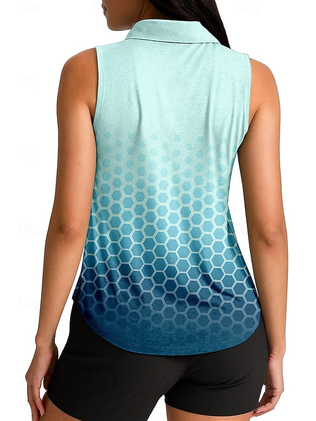 Women's Geometric Gradient Sport Shirt Golf Polo Shirt