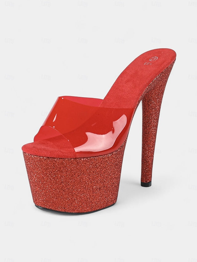 Platform Heels Women's Glitter Red Stiletto