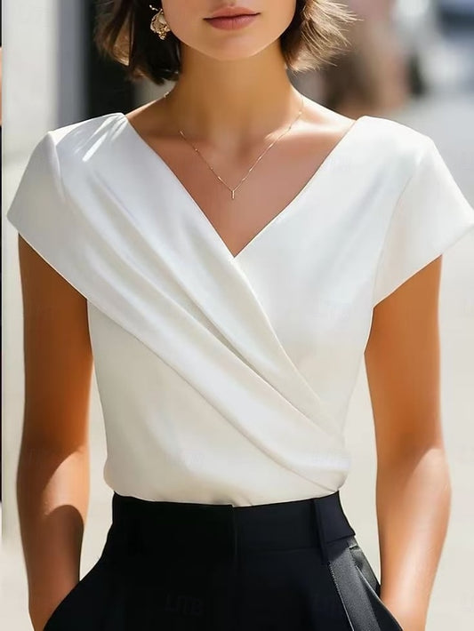 Women's Summer Shirt Dress Shirt Blouse Criss Cross Solid