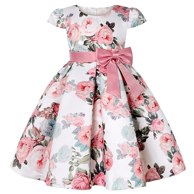 Short Flower Kids Floral Party Sleeve Dress Girls'
